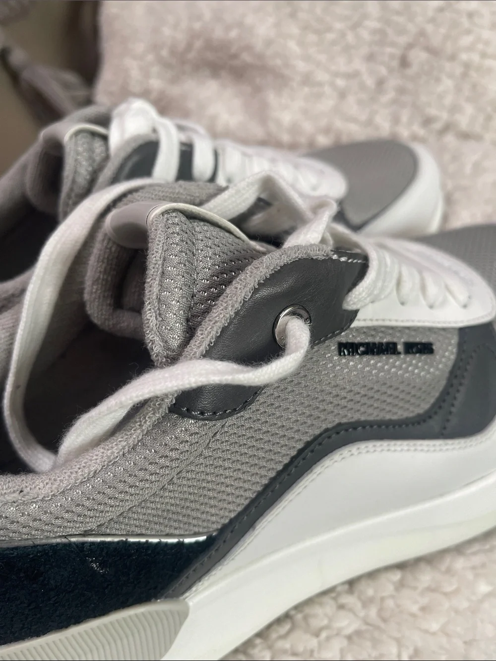 MICHAEL Michael Kors Men's White & Gray Mesh Leather Sneakers